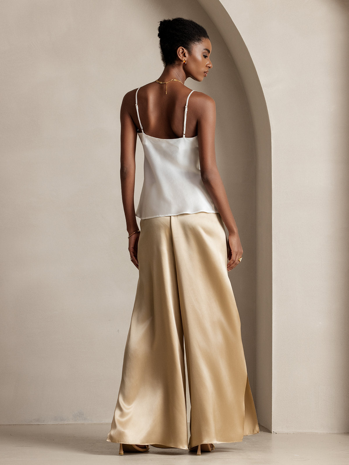 [Champagne] SilkSilky-NL 19Momme Zijde Womens Pants 002