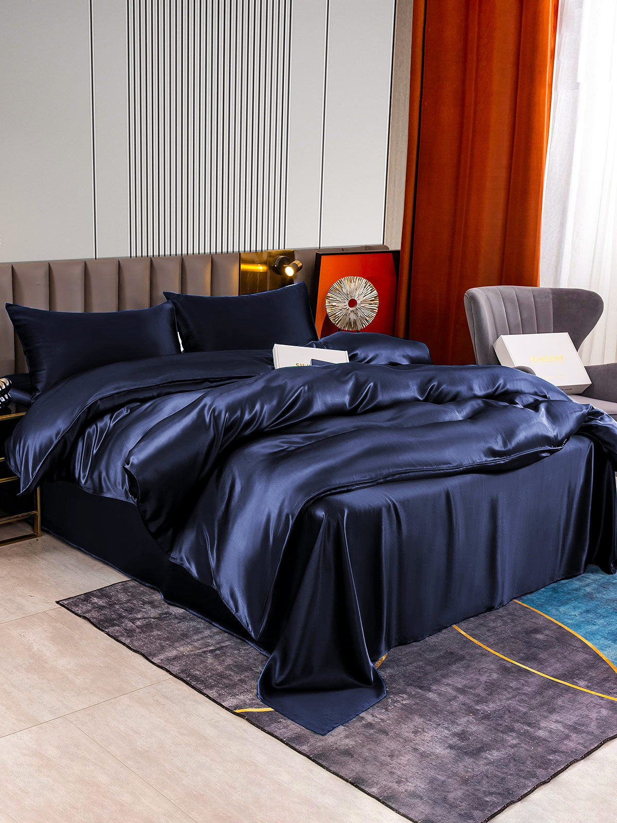 [Donkerblauw] SilkSilky-NL 22Momme Bedding Set 003