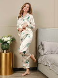 SilkSilky NL Pure Silk Lange Mouw Revers Dames Pyjama Set Ivoor 002