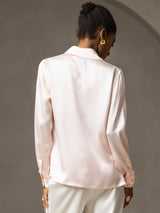 [Roze] SilkSilky-NL Long Sleeve Lapel Collar Dames Blouse 002