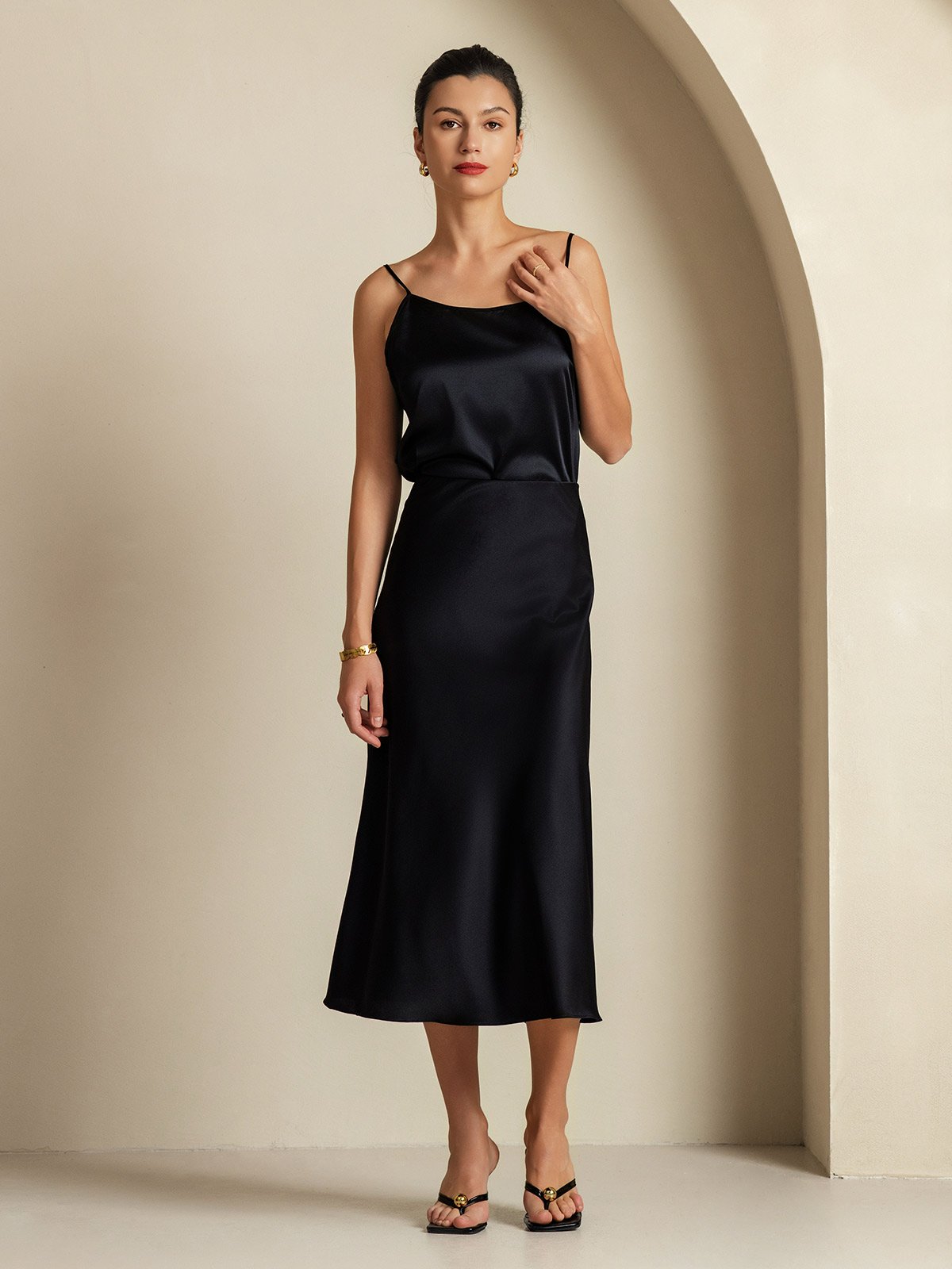 [Zwart] SilkSilky-NL 19Momme Zijde Womens Outfit Sets 006,
