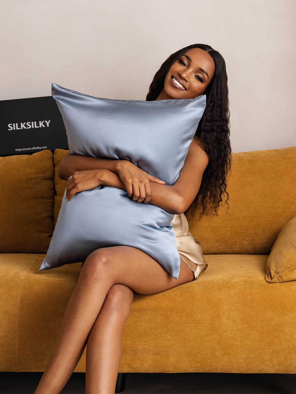 [Grijsachtig Blauw] SilkSilky-NL 22Momme Pillowcase 006