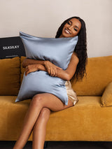 [Grijsachtig Blauw] SilkSilky-NL 19Momme Pillowcase 006