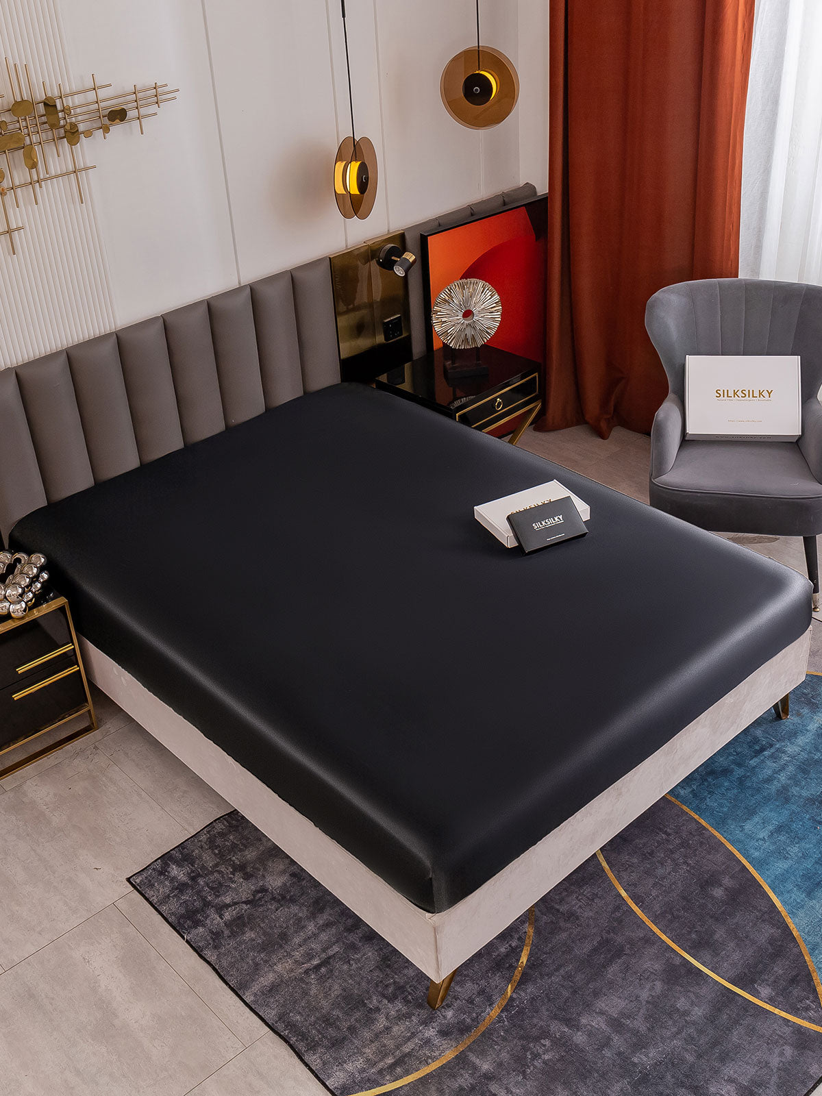 [Zwart] SilkSilky-NL 19Momme Sheet 001