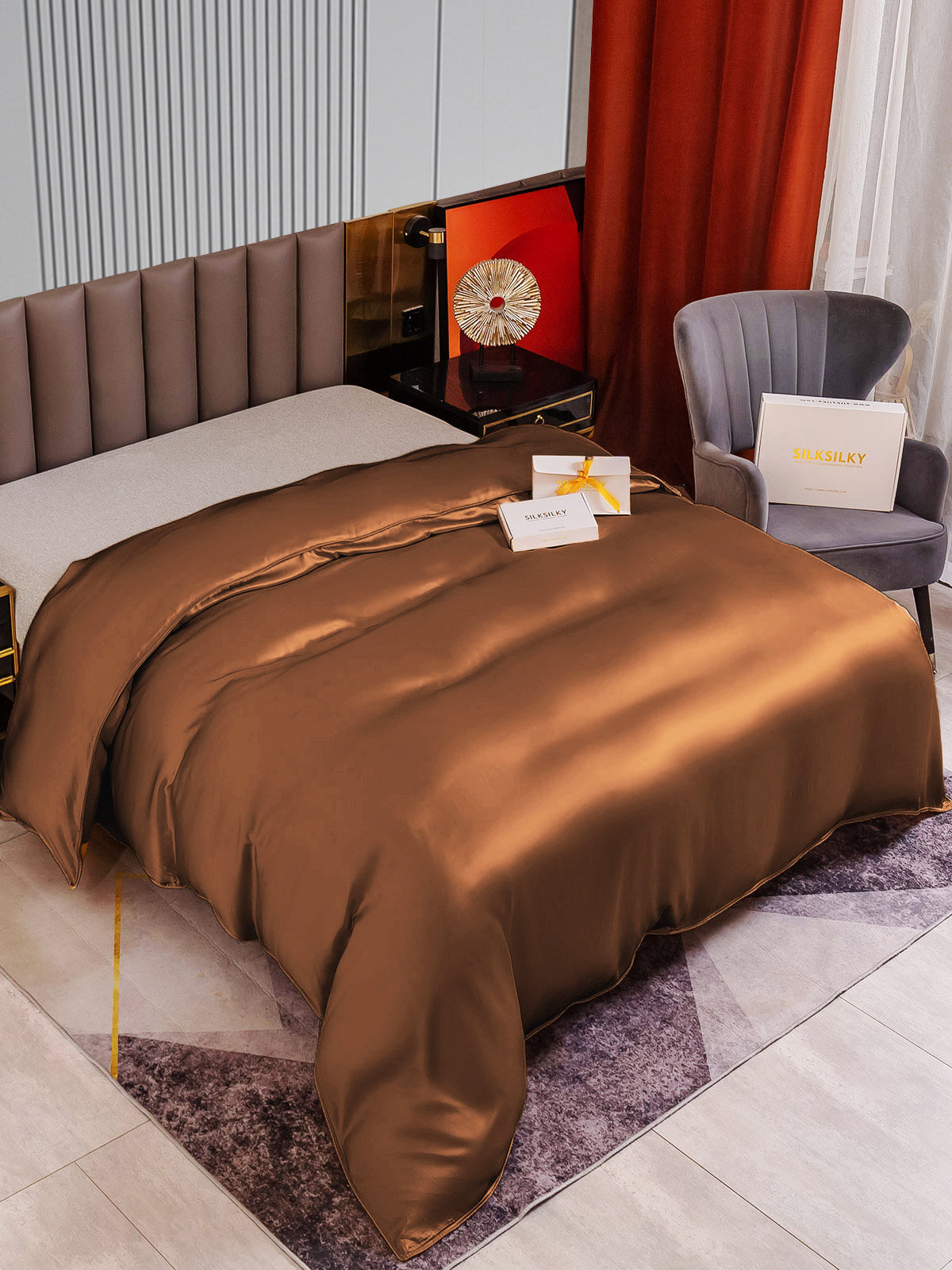 SilkSilky NL 22Momme Pure Silk Duvet Cover Koffie 002