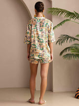 [Zandkrokodil] SilkSilky-NL Half Sleeve Lapel Collar Dames Pyjama Set 002