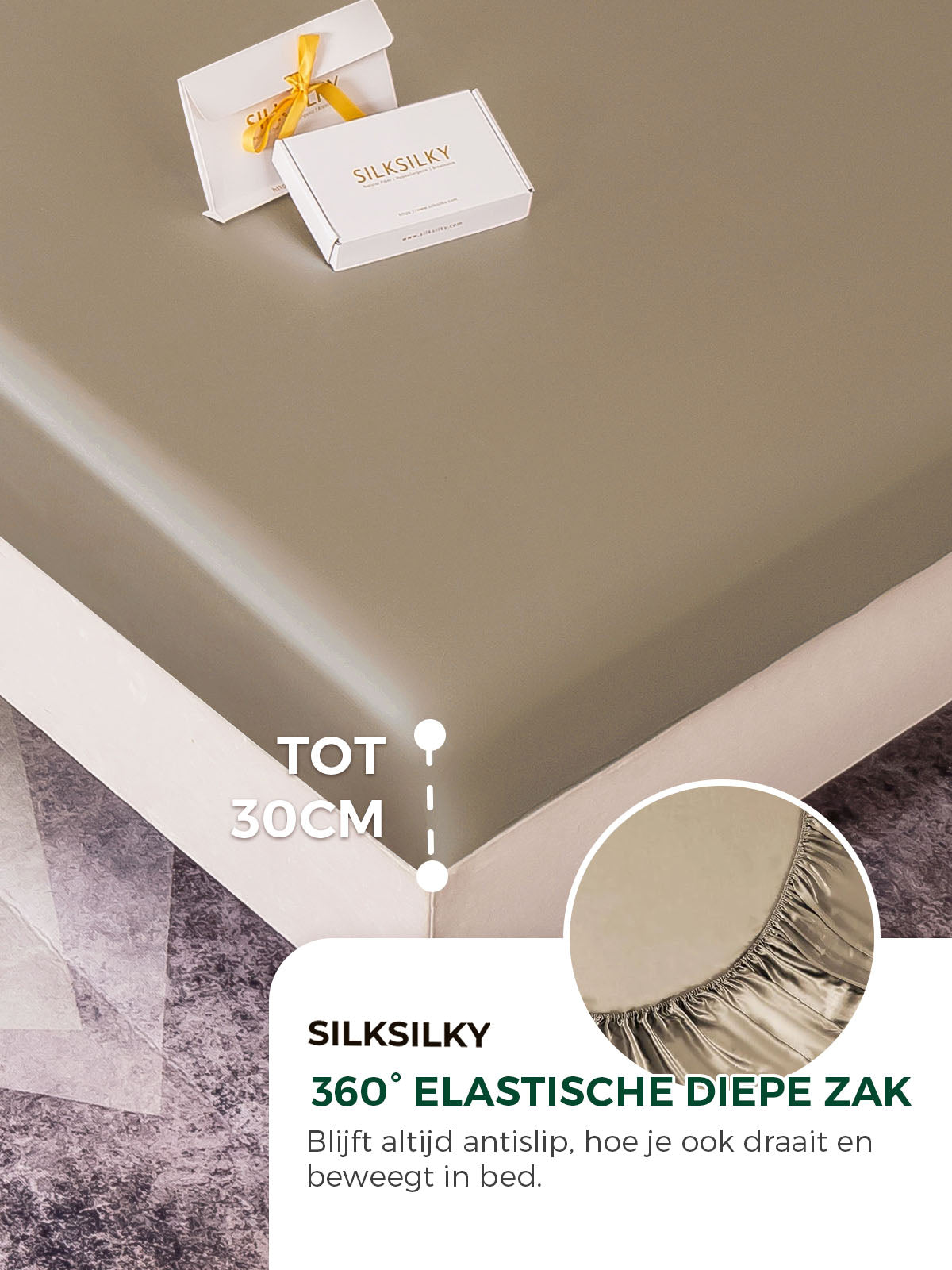 [Khaki] SilkSilky-NL 19Momme Sheet 004