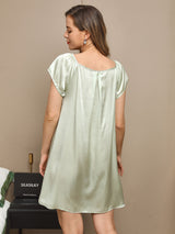 [Mintgroen] SilkSilky-NL Cap Sleeve Square Neck Nachthemd 002