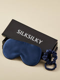 SilkSilky NL 19Momme Pure Silk Eye Mask Donkerblauw 001