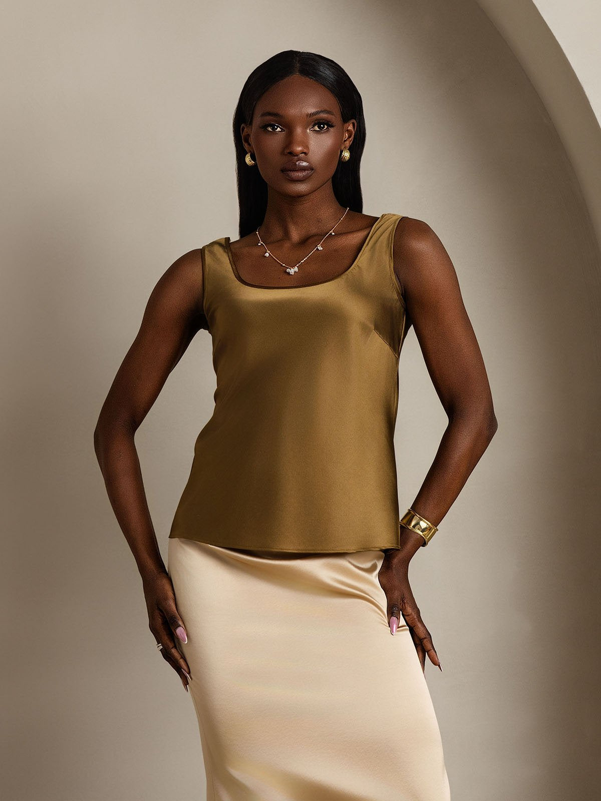 [Bruin] SilkSilky-NL 19Momme Zijde Camisoles 001