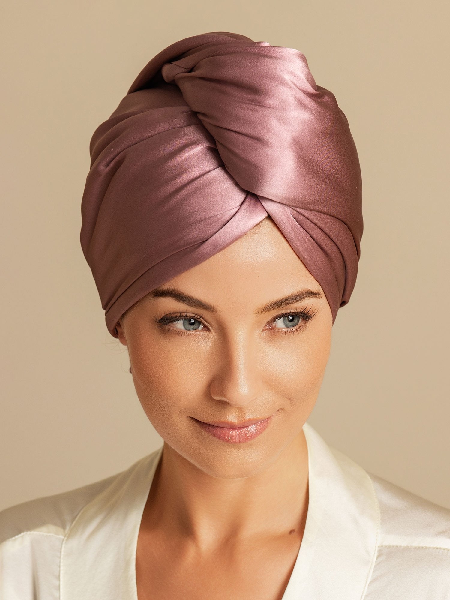 [Bleek Mauve] SilkSilky-NL Zijde Hair Towel Wrap 004,