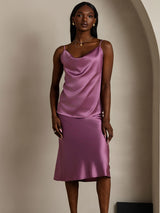 [Donkerpaars] SilkSilky-NL Spaghetti Strap Cowl Neck Cami-Top 005