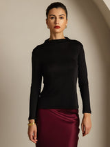 [Zwart] SilkSilky-NL Zijde Womens T-Shirt 001