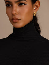 [Zwart] SilkSilky-NL Long Sleeve Turtle Neck Dames T-Shirt 006