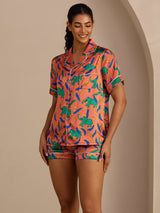 [Kleiolifant] SilkSilky-NL Short Sleeve Lapel Collar Dames Pyjama Set 004