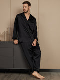 SilkSilky NL Pure Silk Lange Mouw Mens Pajamas Zwart 004