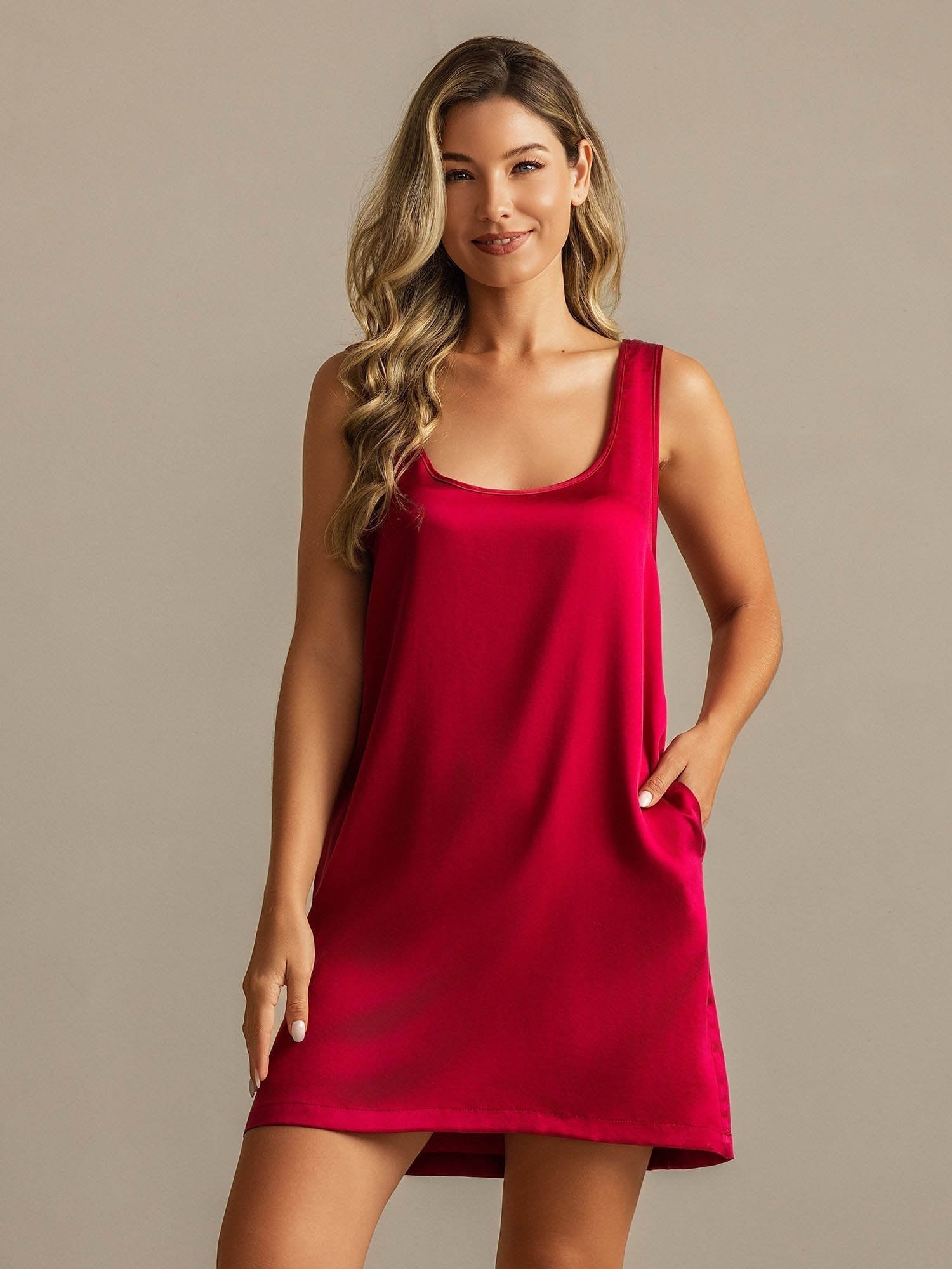 [Wijn] SilkSilky-NL 19Momme Zijde Nightgown 001,