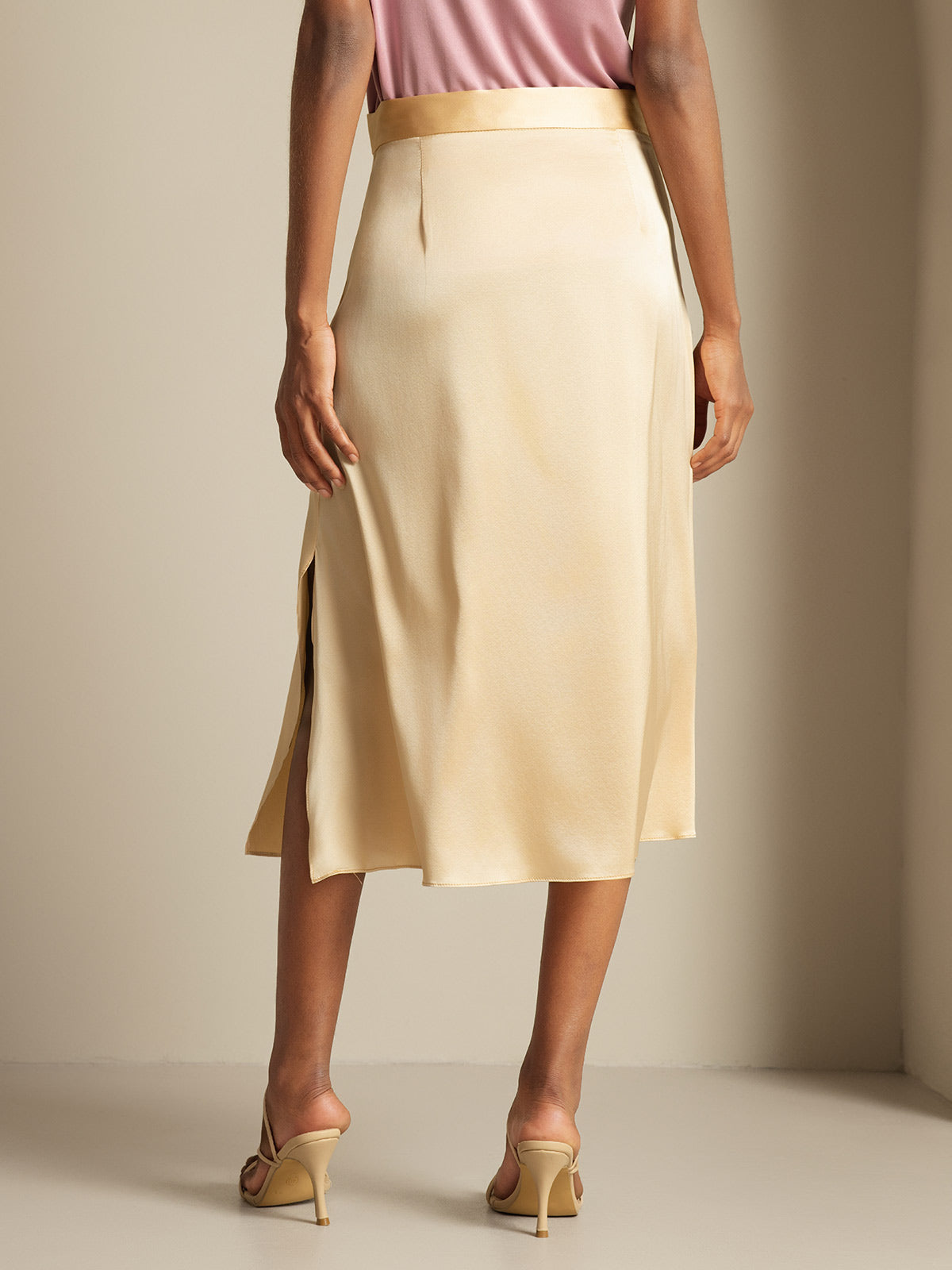 [Champagne] SilkSilky-NL 19Momme Zijde Skirt 002