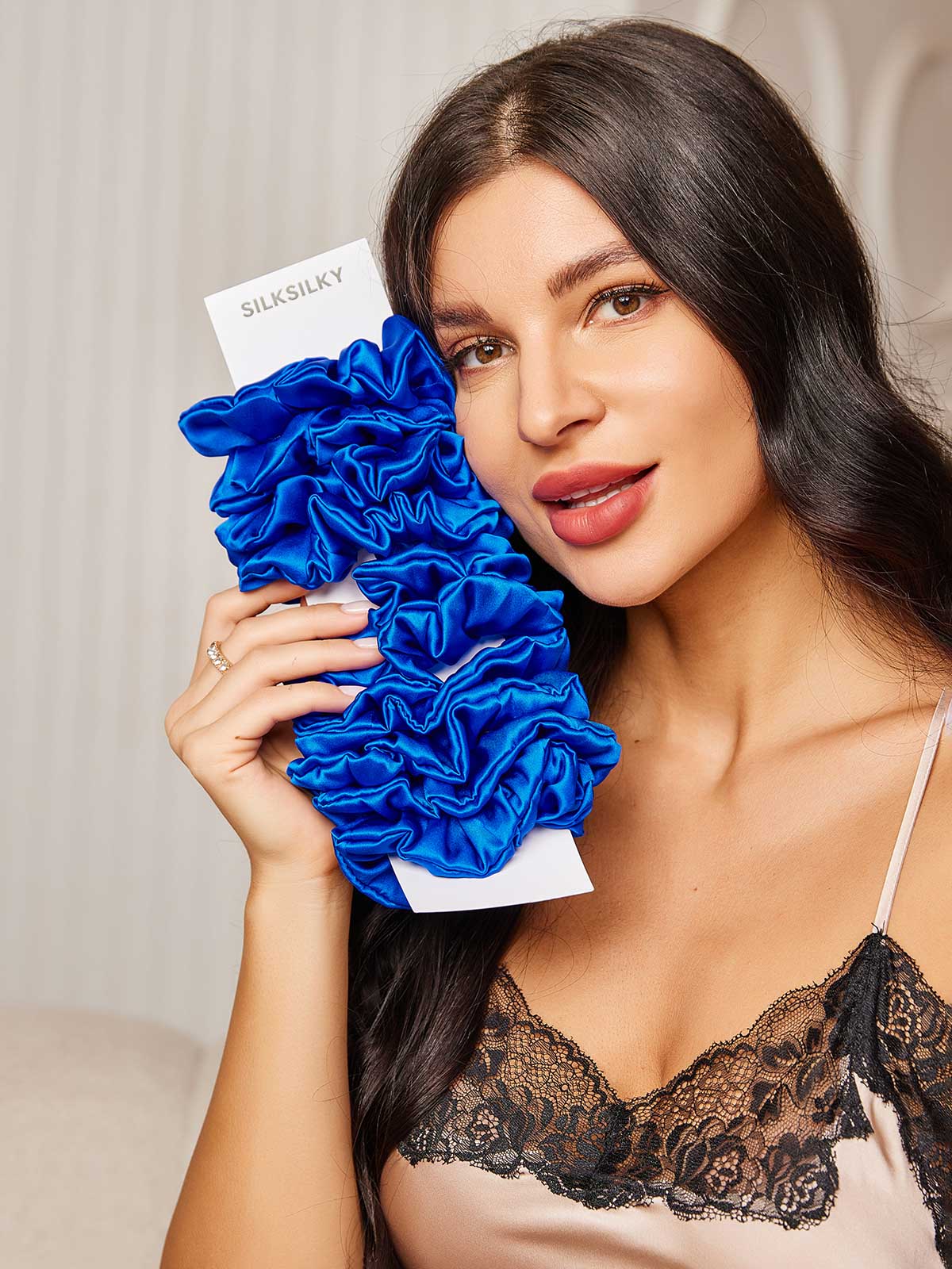 [Blauw] SilkSilky-NL 19Momme Scrunchie 001