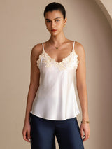 [Wit] SilkSilky-NL Spaghetti Strap V Neck Cami-Top 001