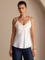 [Wit] SilkSilky-NL Spaghetti Strap V Neck Cami-Top 001