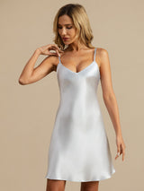 [Lichtblauw] SilkSilky-NL Spaghetti Strap V Neck Nachthemd 006