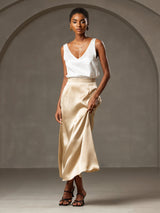 [Wit] SilkSilky-NL Sleeveless V Neck Cami-Top 007