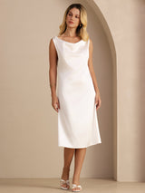 [Wit] SilkSilky-NL Sleeveless Cowl Neck Jurk 004