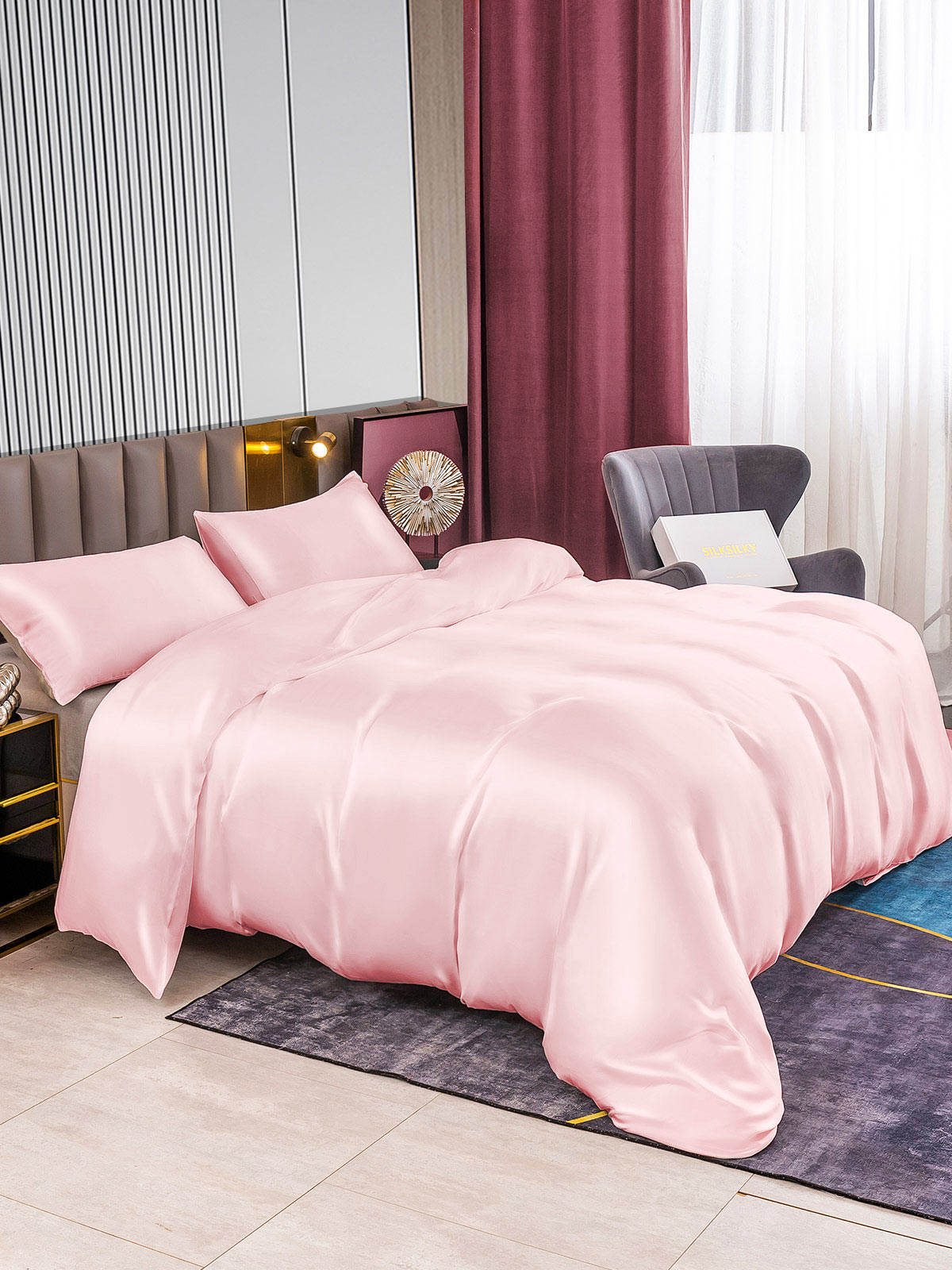 SilkSilky NL 22Momme Pure Silk Bedding Set Roze 002