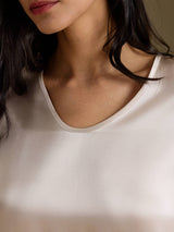 [Beige] SilkSilky-NL Half Sleeve V Neck Nachthemd 004