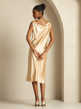 [Champagne] SilkSilky-NL Sleeveless Cowl Neck Jurk 002