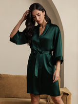 [Donkergroen] SilkSilky-NL 3/4 Sleeve Dames Kamerjas 006