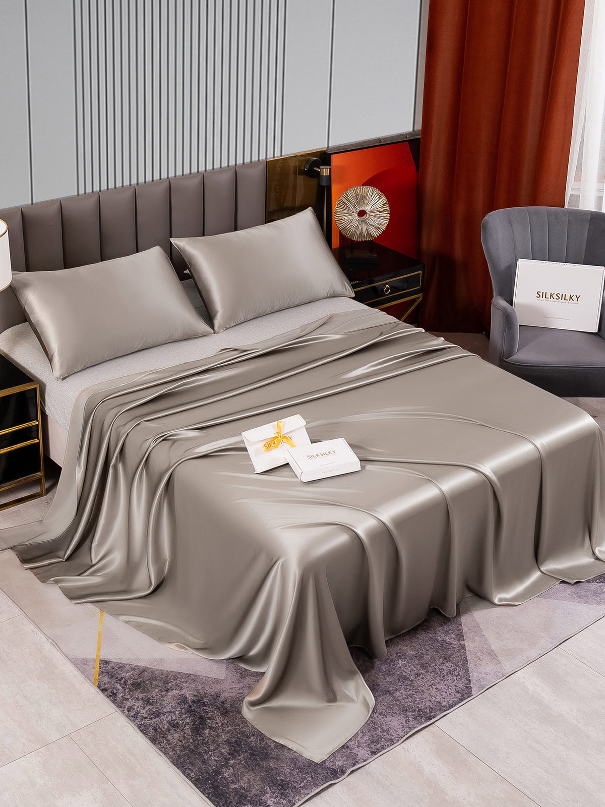 [Grijs] SilkSilky-NL 22Momme Bedding Set 002