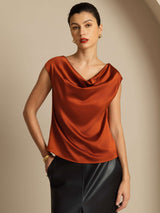[Karamel] SilkSilky-NL Cap Sleeve Cowl Neck Dames T-Shirt 001