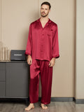 SilkSilky NL Pure Silk Lange Mouw Mens Pajamas Wijn 001