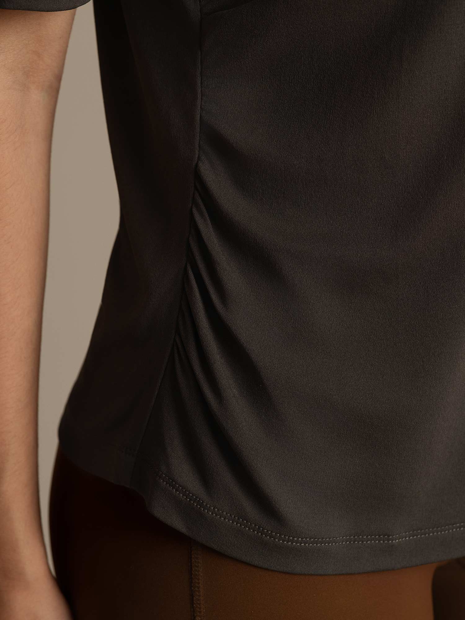 [Grijs] SilkSilky-NL Korte Mouw V Hals Dames T-Shirt 006