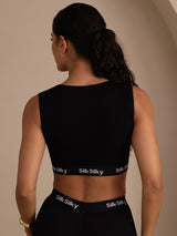 [Zwart] SilkSilky-NL Sleeveless Crew Neck Cami-Top 002