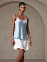 [Grijsachtig Blauw] SilkSilky-NL Spaghetti Strap V Neck Cami-Top 005
