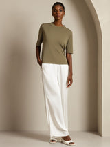 [Gebrande Olijf] SilkSilky-NL Half Sleeve Crew Hals Dames T-Shirt 006