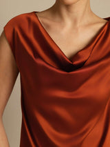 [Karamel] SilkSilky-NL Cap Sleeve Cowl Neck Dames T-Shirt 003