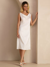 [Wit] SilkSilky-NL Sleeveless Cowl Neck Jurk 005