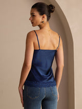 [Donkerblauw] SilkSilky-NL V Neck Cami-Top 002