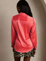 [Keizerlijk Rood] SilkSilky-NL 19Momme Lange Mouw Reverskraag Dames Blouse 002