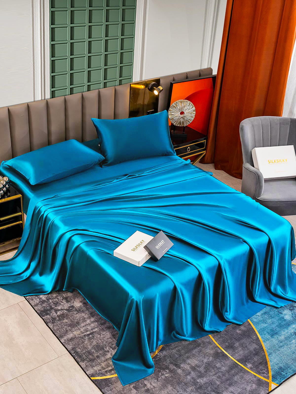 [Koningsblauw] SilkSilky-NL 25Momme Bedding Set 005