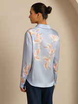 [Lichtblauw] SilkSilky-NL Long Sleeve Lapel Collar Dames Blouse 002