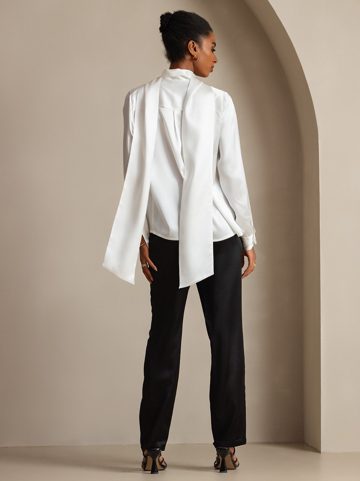 [Wit] SilkSilky-NL 19Momme Zijde Womens Shirt 002