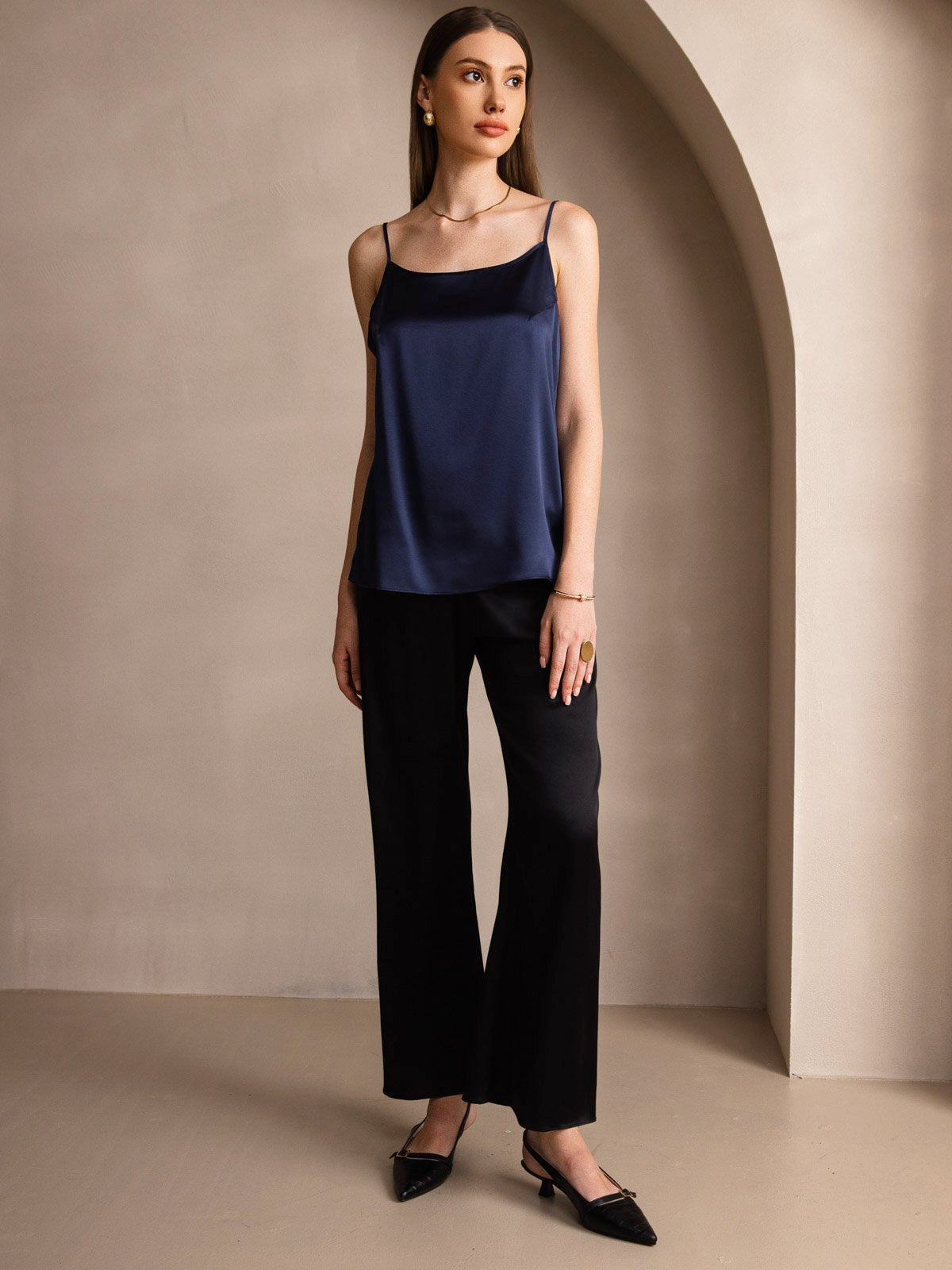 [Donkerblauw] SilkSilky-NL 19Momme Zijde Camisoles 006