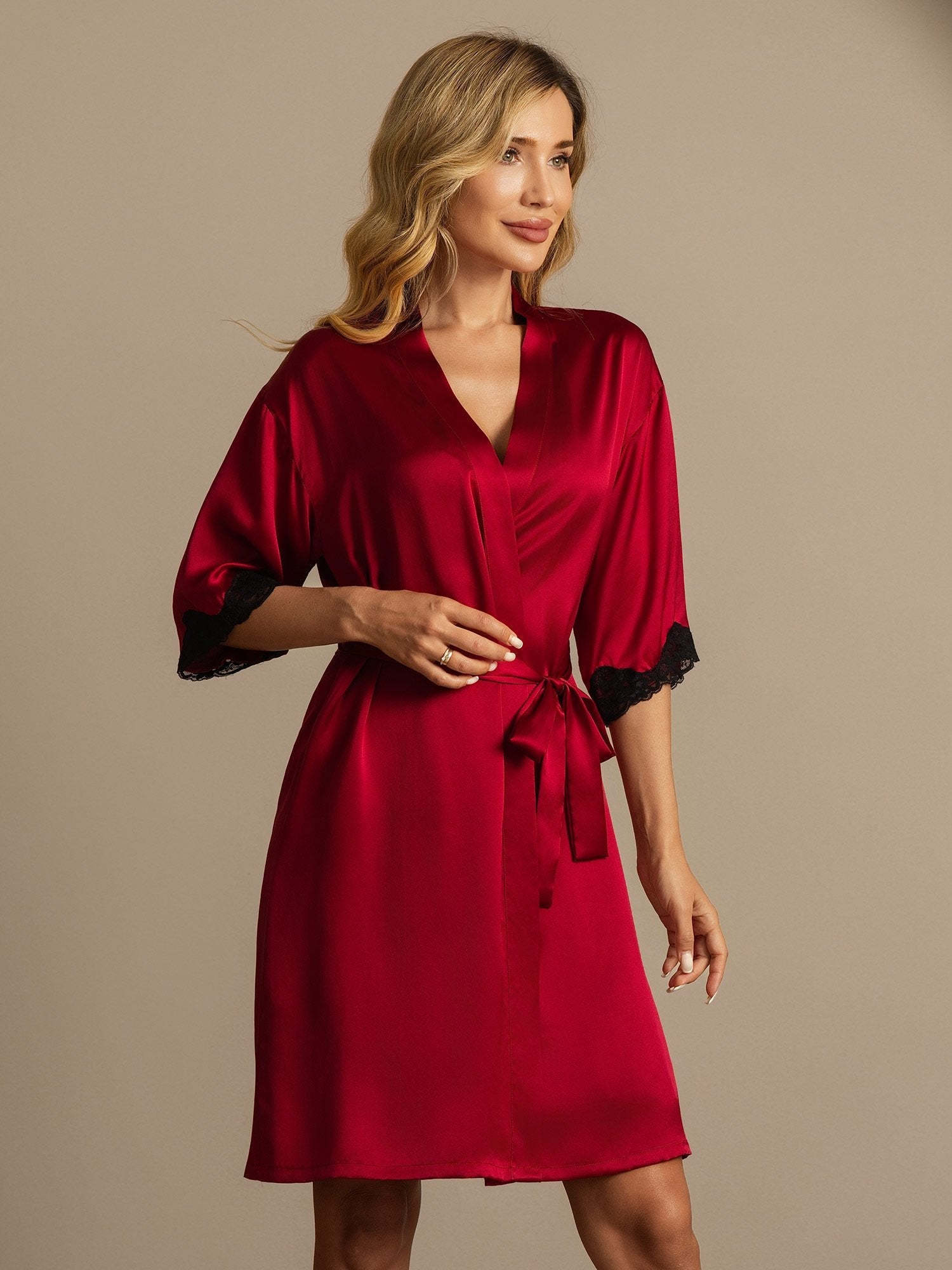 [Wijn] SilkSilky-NL Zijde Womens Robe 006