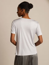 [Zilver] SilkSilky-NL Korte Mouw Ronde Hals Dames T-Shirt 002
