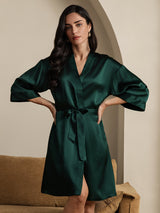 [Donkergroen] SilkSilky-NL 3/4 Sleeve Dames Kamerjas 007